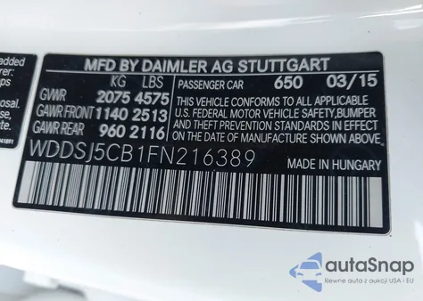 2015 Mercedes-Benz Cla 45 Amg 4Matic z USA, uszkodzony, nr VIN WDDSJ5CB1FN216389